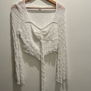 White Long Sleeve Crop Top